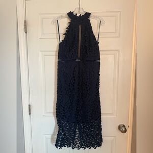 Navy Lace Midi Dress